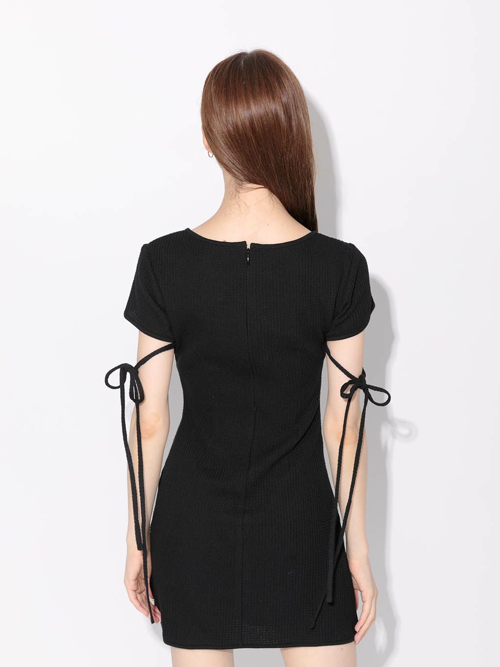 Ming Slashed Bandeau Micro Mini Dress in Matte Black