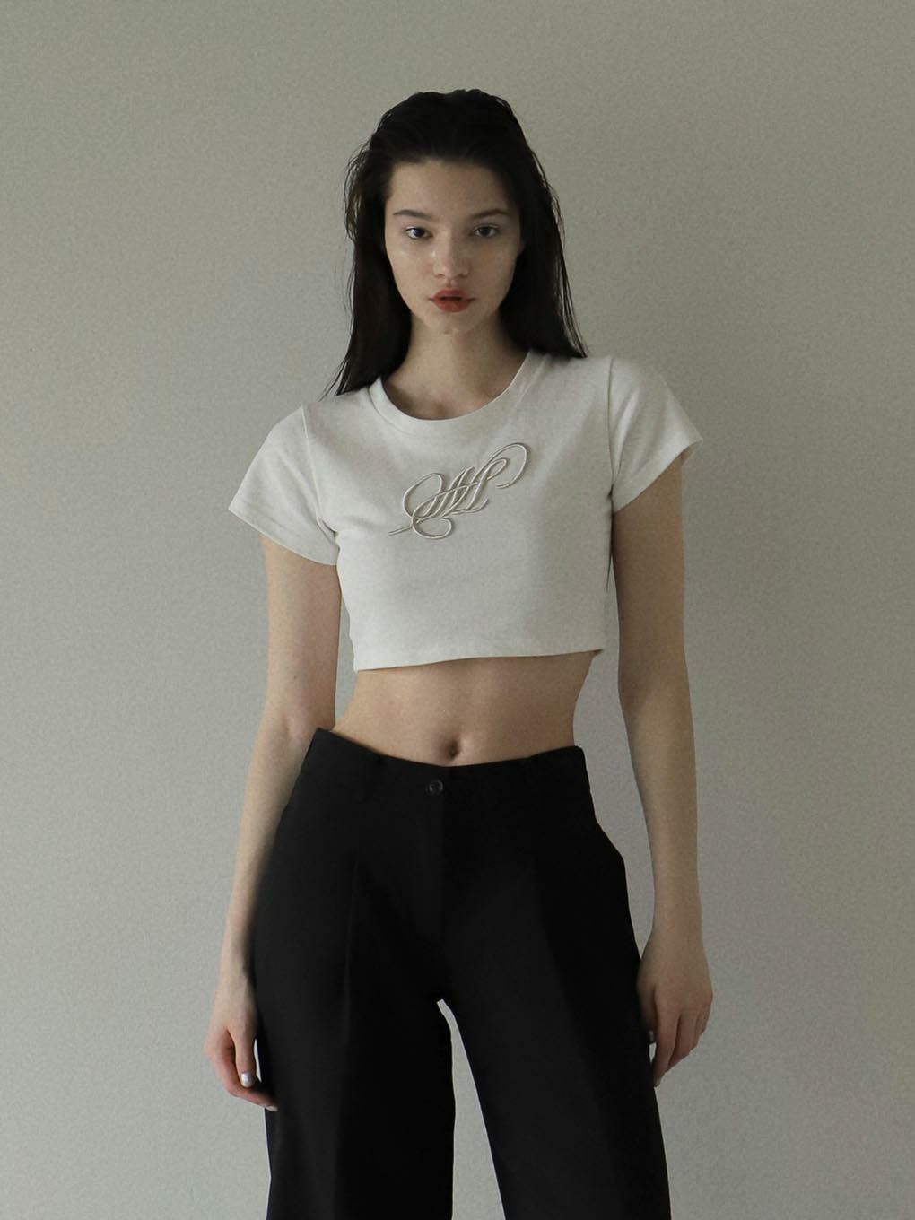 MELT THE LADY cropped jersey ll ブラック×グレー