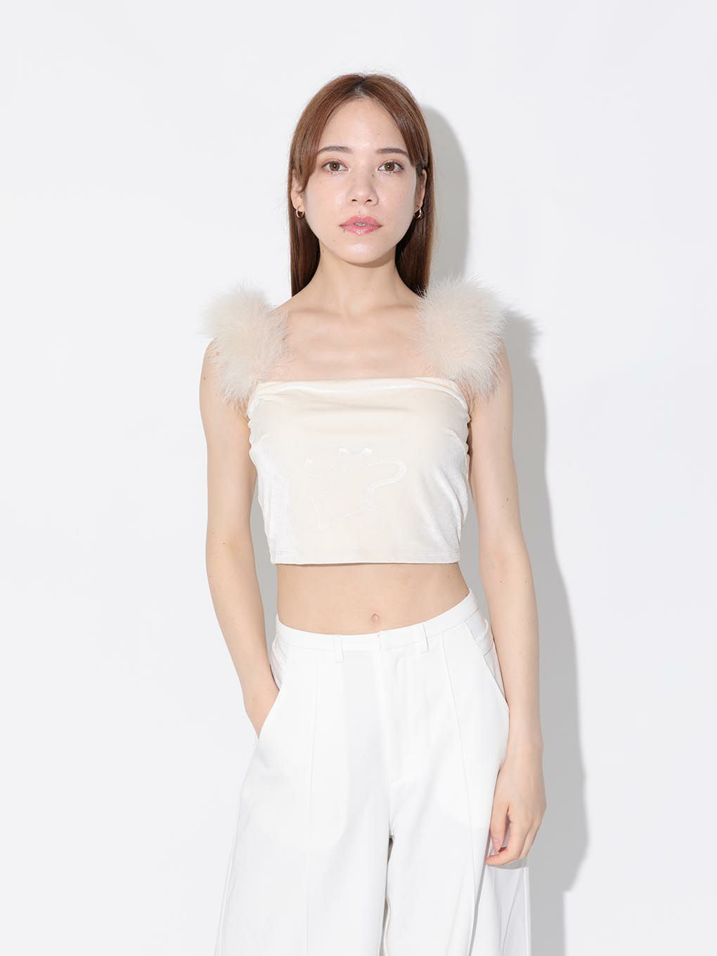 melt the lady body stamping fur camisole - トップス