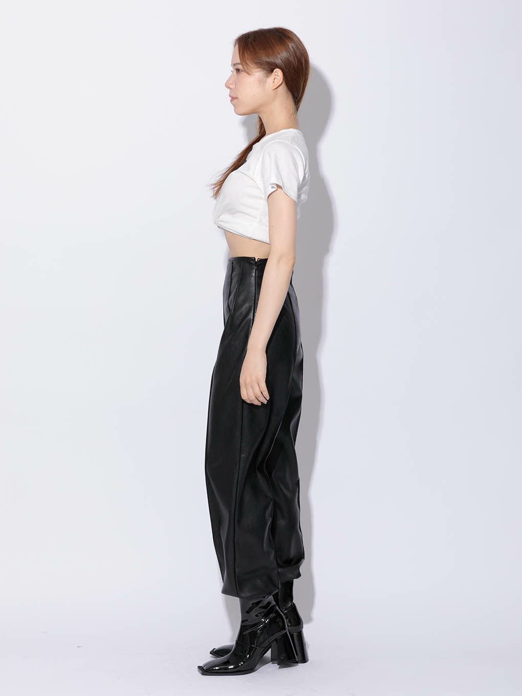 triangle leather like pants