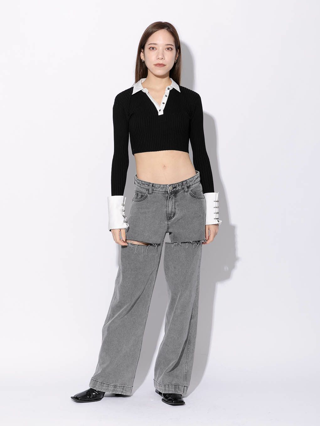 melt the lady layered cropped blouse