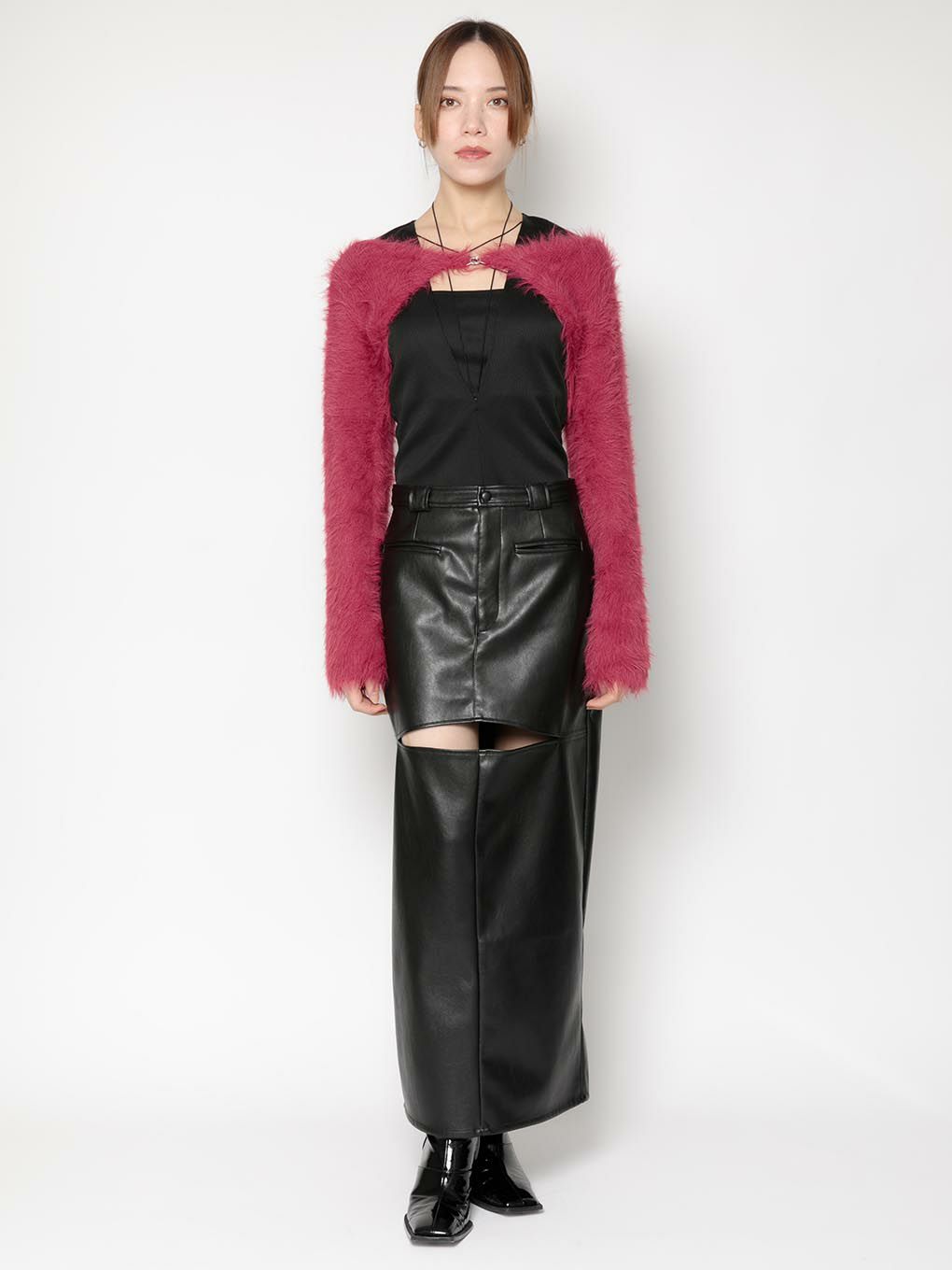 curve open skirt(eco leather)