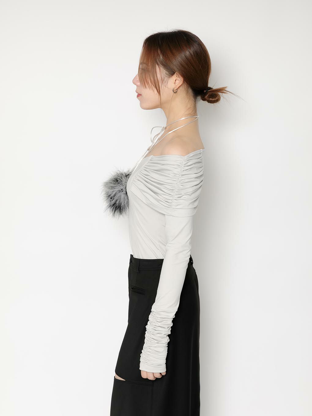 melt the lady wide fur tops BLACK | camillevieraservices.com