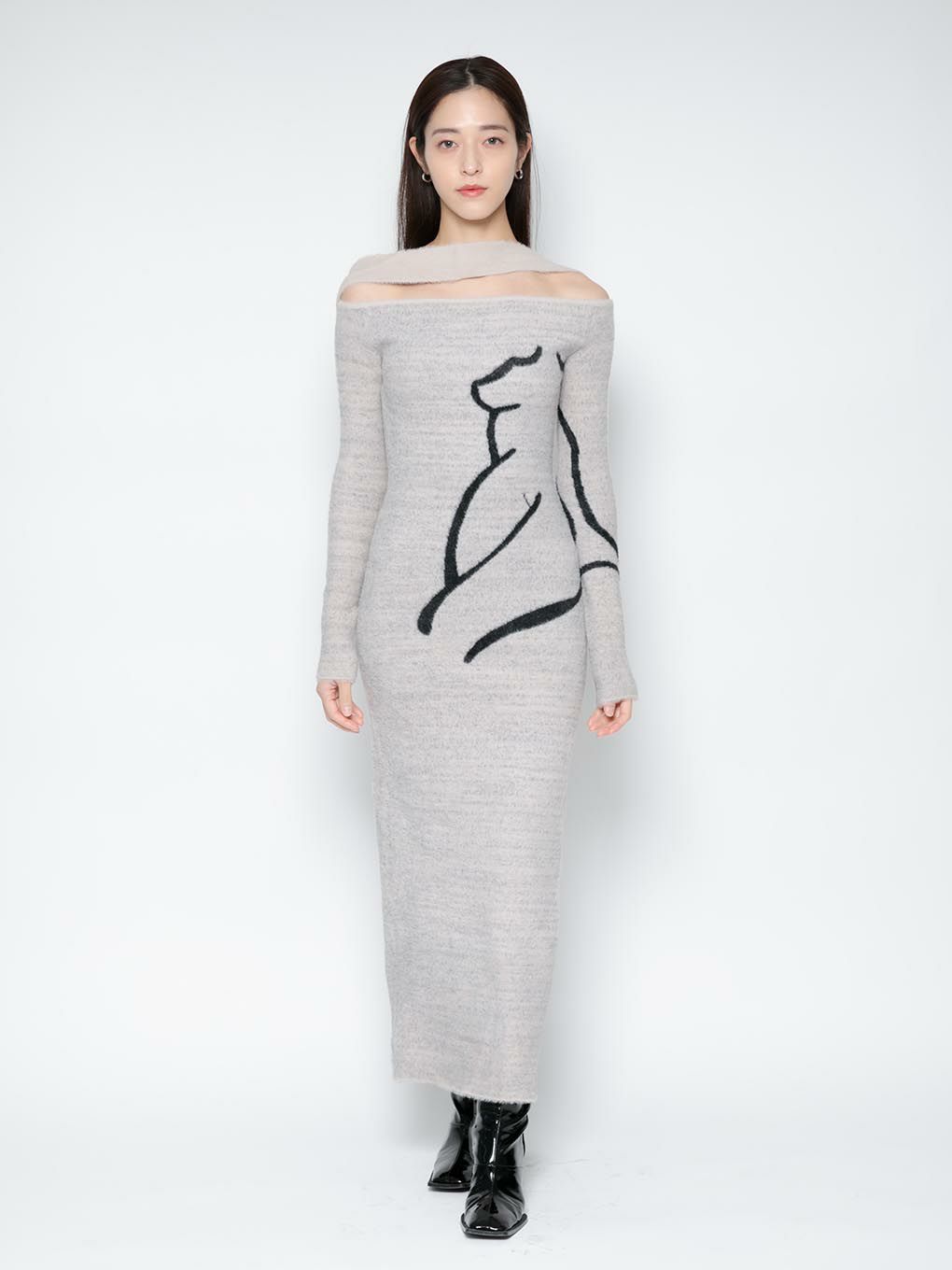 【Melt the lady】nuance body long dress