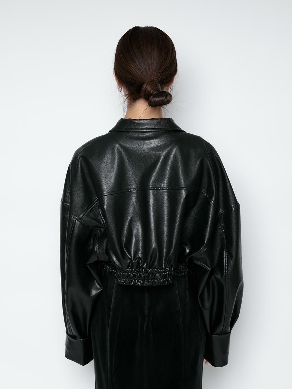cropped leather like jacket
