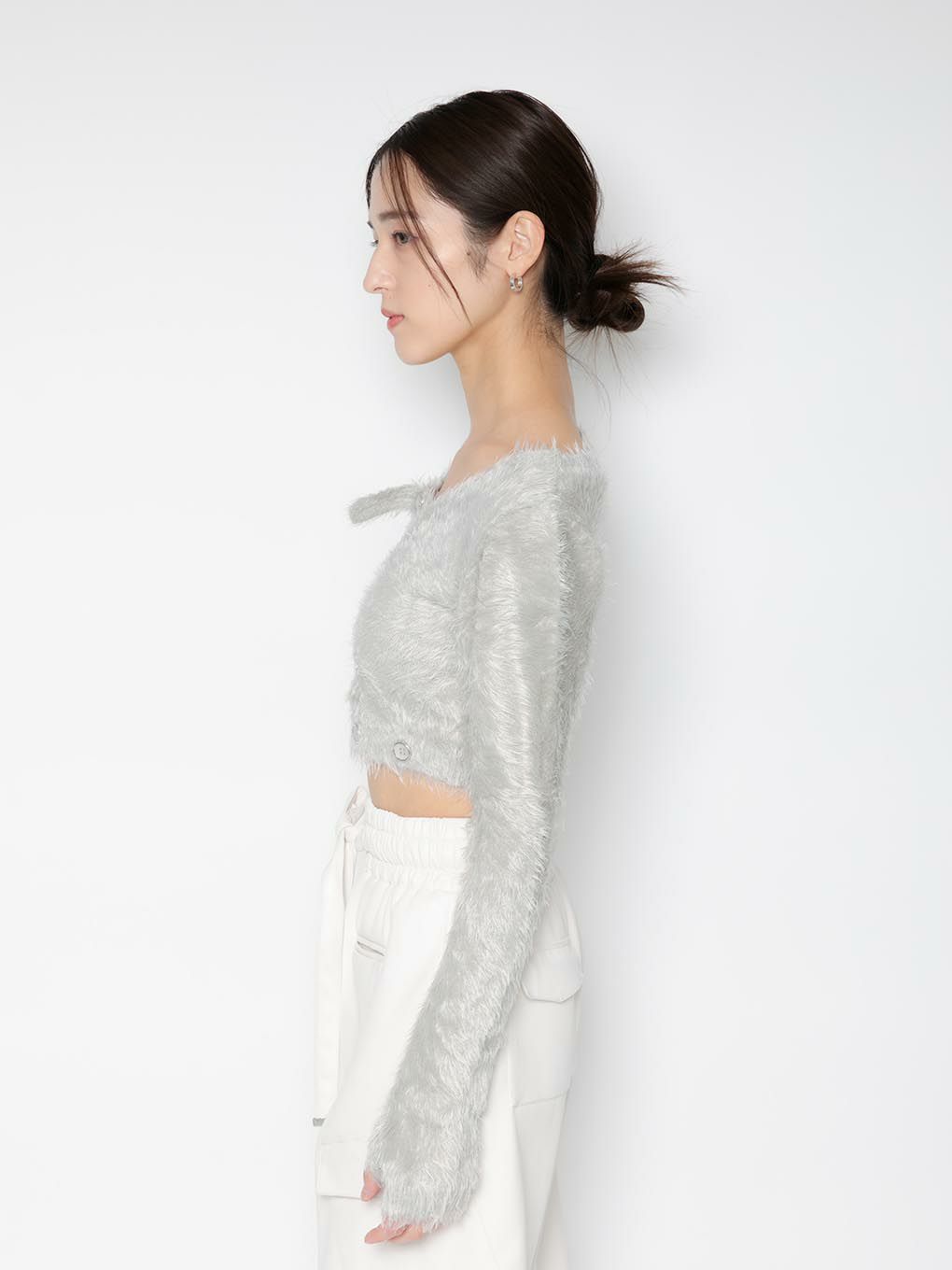 meltthelady shaggy knit tops gray - ニット/セーター