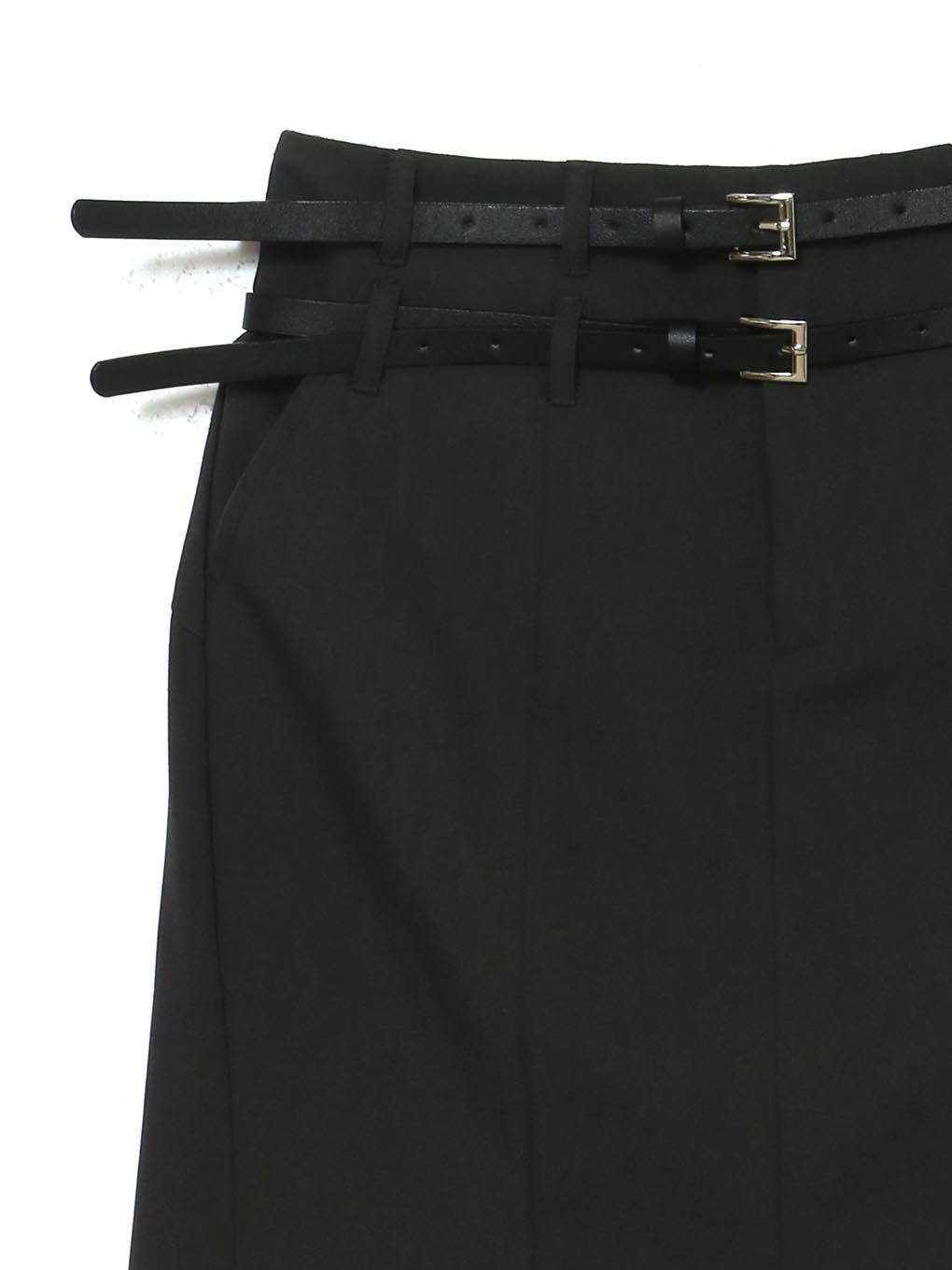 back pleats w belt skirt