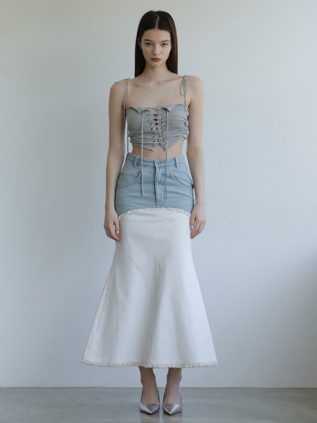 MELT THE LADY switched denim skirt tic-guinee.net