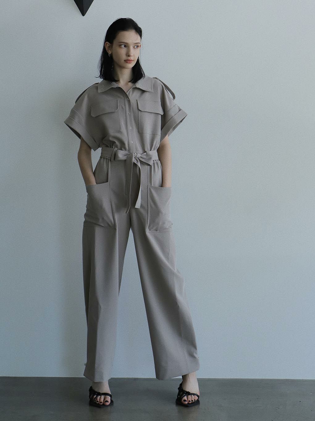 stand collar jumpsuit / melt the lady - オールインワン