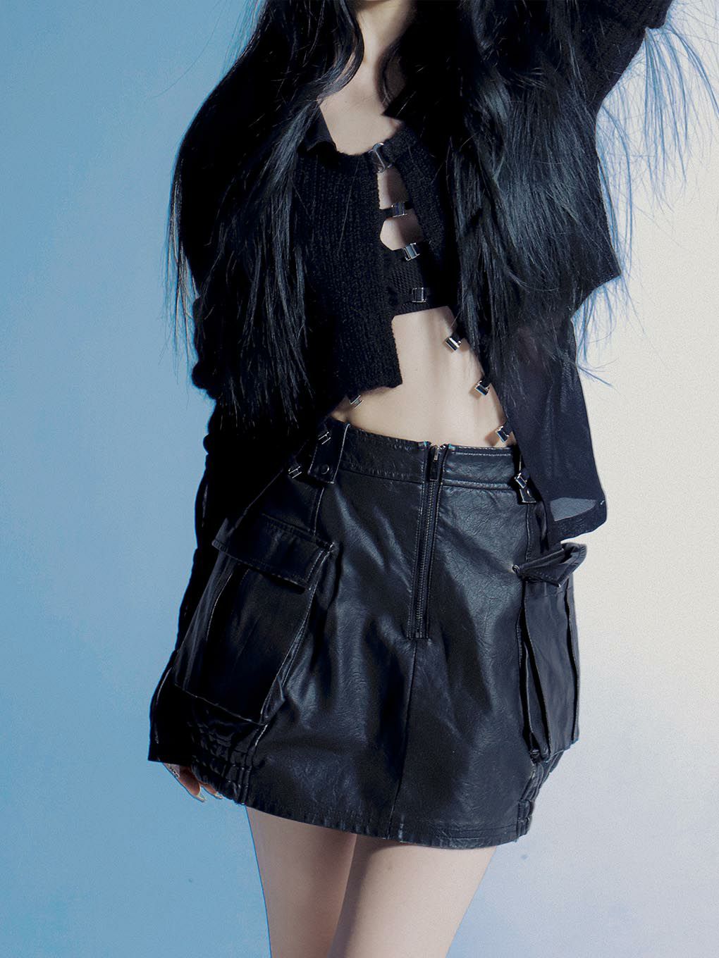 Tori Mini Bodycon Faux Leather Skirt Black