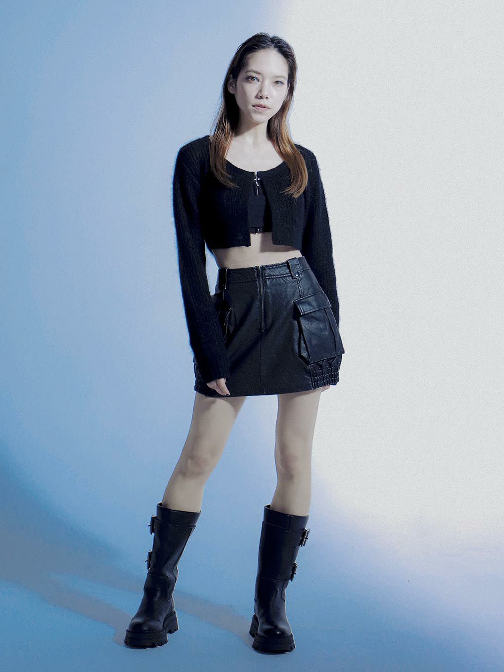 fake leather mini skirt