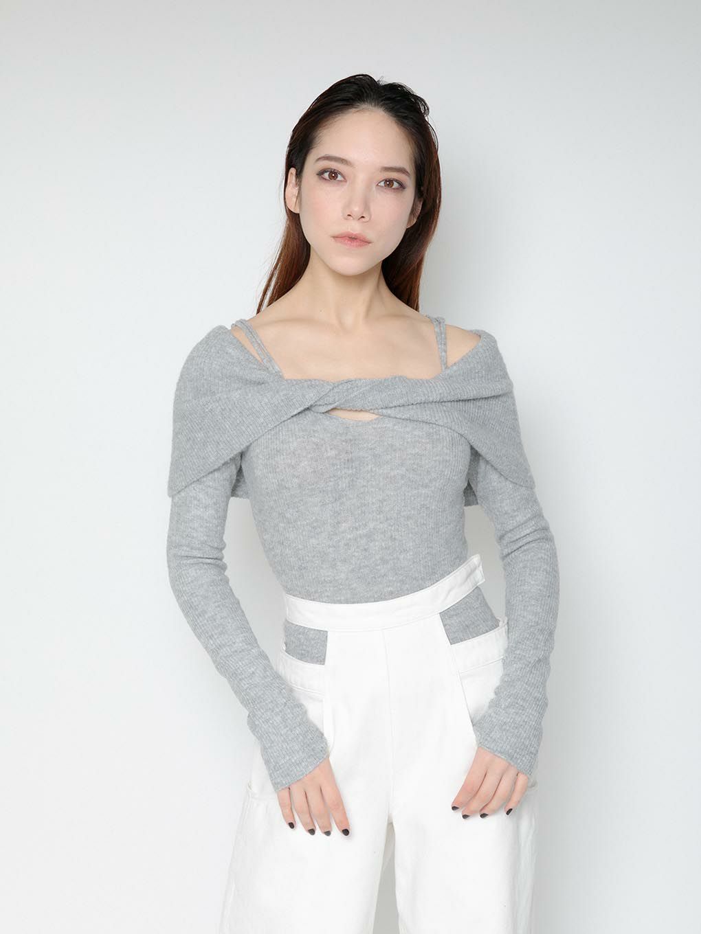 strap off shoulder knit tops | MELT THE LADY | メルトザレディ公式 