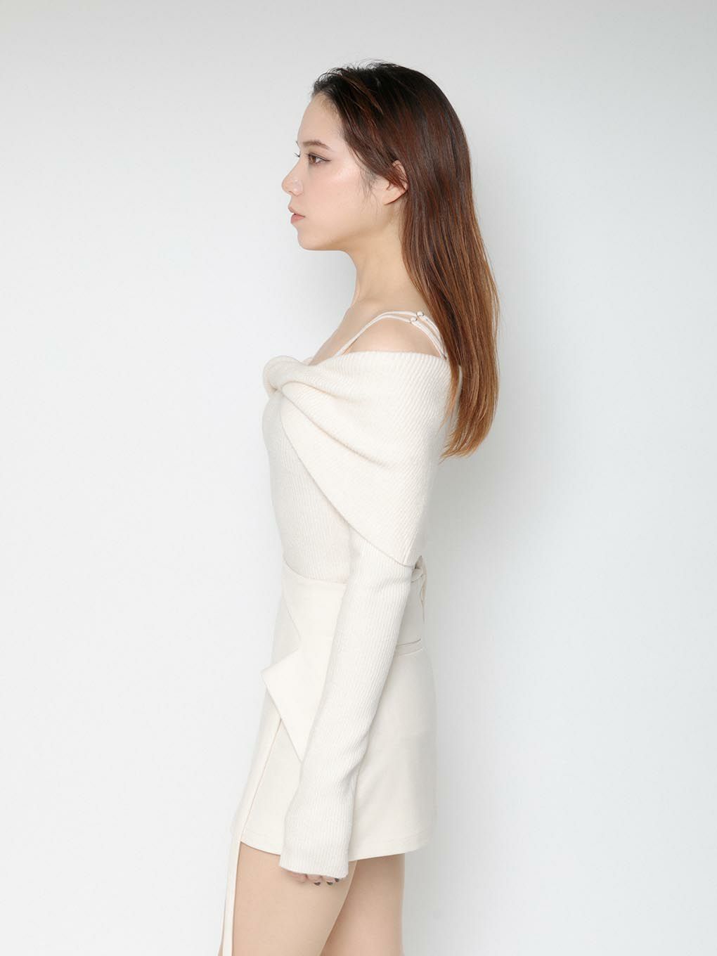 strap off shoulder knit tops | MELT THE LADY | メルトザレディ公式