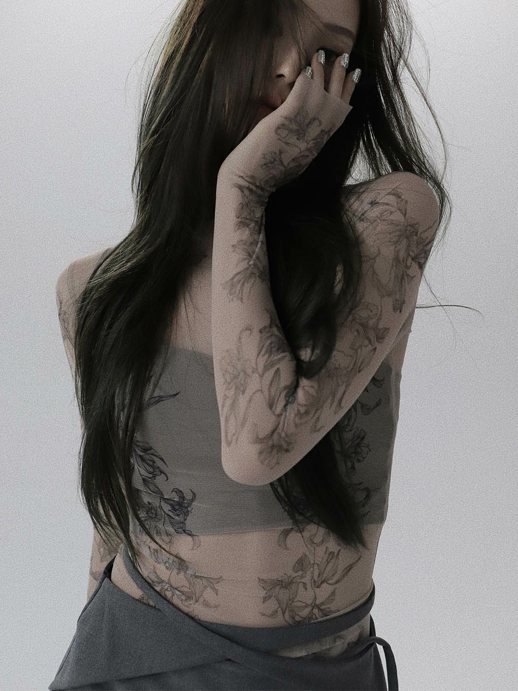 sakiのサイズフリー【 melt the lady 】 lily tattoo tops black