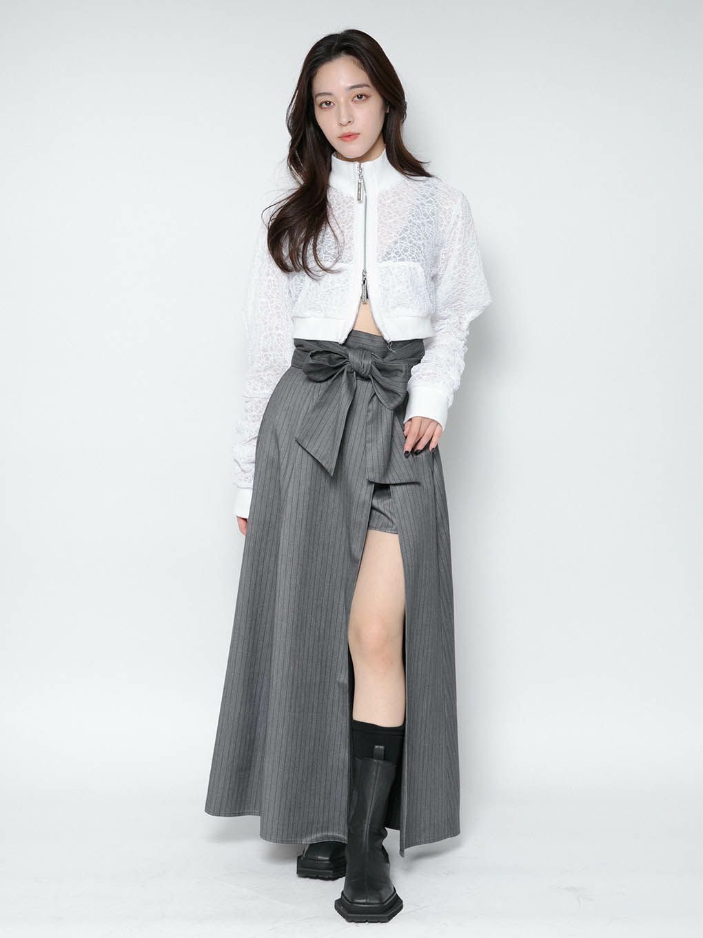 melt the lady lace cropped jersey white 人気のファッションブランド 