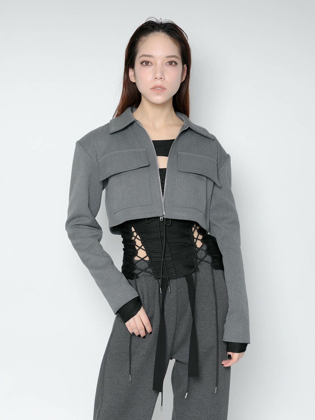 6,560円arm slit cropped jacket gray