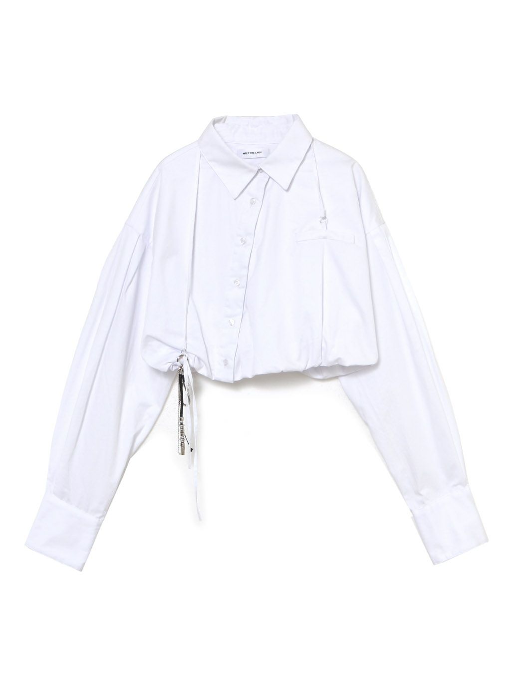 string tuck cropped blouse
