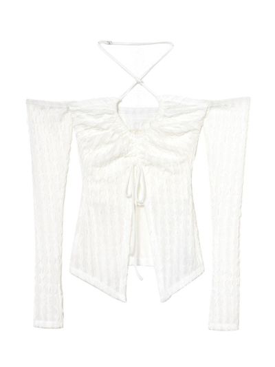 Leda Cut Out Ruched Bodysuit in Ivory